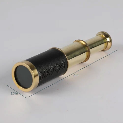 Brass Telescope With Wooden Box - Color: Black