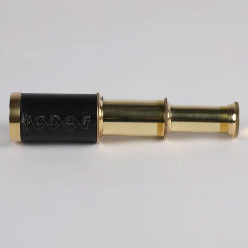 Brass Telescope With Wooden Box - Color: Black
