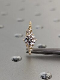 Diamond Rings - 18k Yellow Gold, Size 7 | 1ct Round Lab Grown Diamond With Delicate Snowdrift Cluster, Vvs Clarity, Perfect For Engagement
