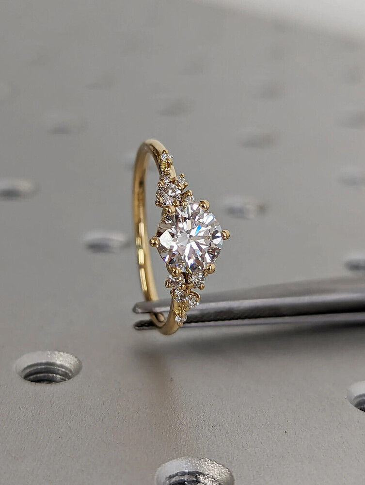 1ct Round Lab Grown Diamond 18K Yellow Gold Engagement Ring