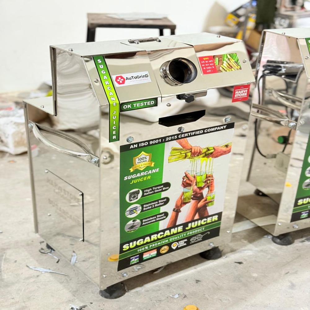 Sugarcane Juice Machine - Stainless Steel, 1.5hp Motor, 300-400 Glass/hour Capacity, Single Phase | Efficient Juice Extraction, 1-year Warranty