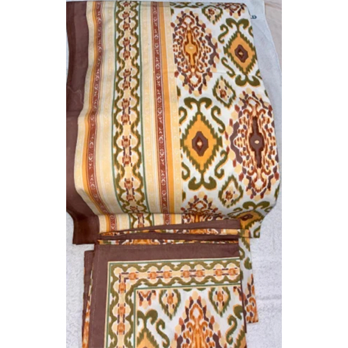 230Gsm Brown Ikkat Cotton Printed Bed Sheet - Color: Multi Colour
