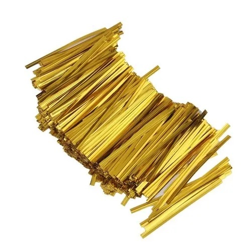 Golden metallic twist tie wire