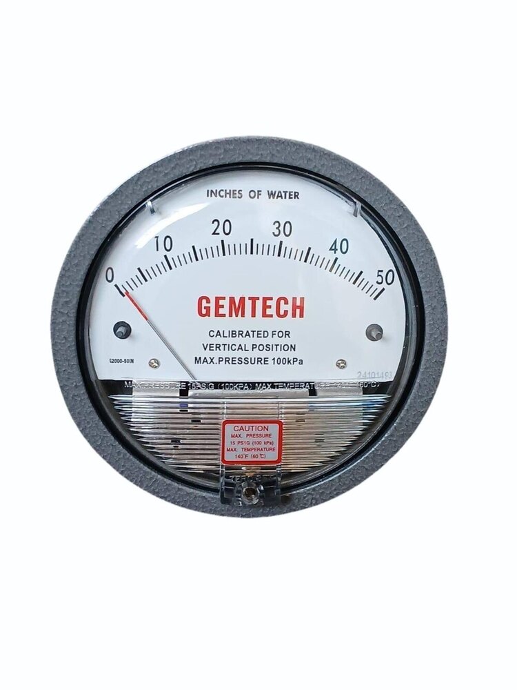 GEMTECH SERIES G2000-0-SP Differential Pressure Gauge Range 0-0.50 Inch W.C.