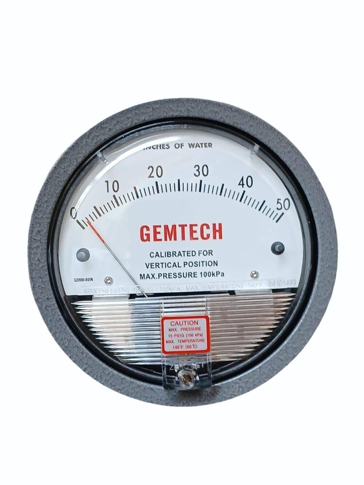 GEMTECH SERIES G2000-0-SP Differential Pressure Gauge Range 0-0.50 Inch W.C.
