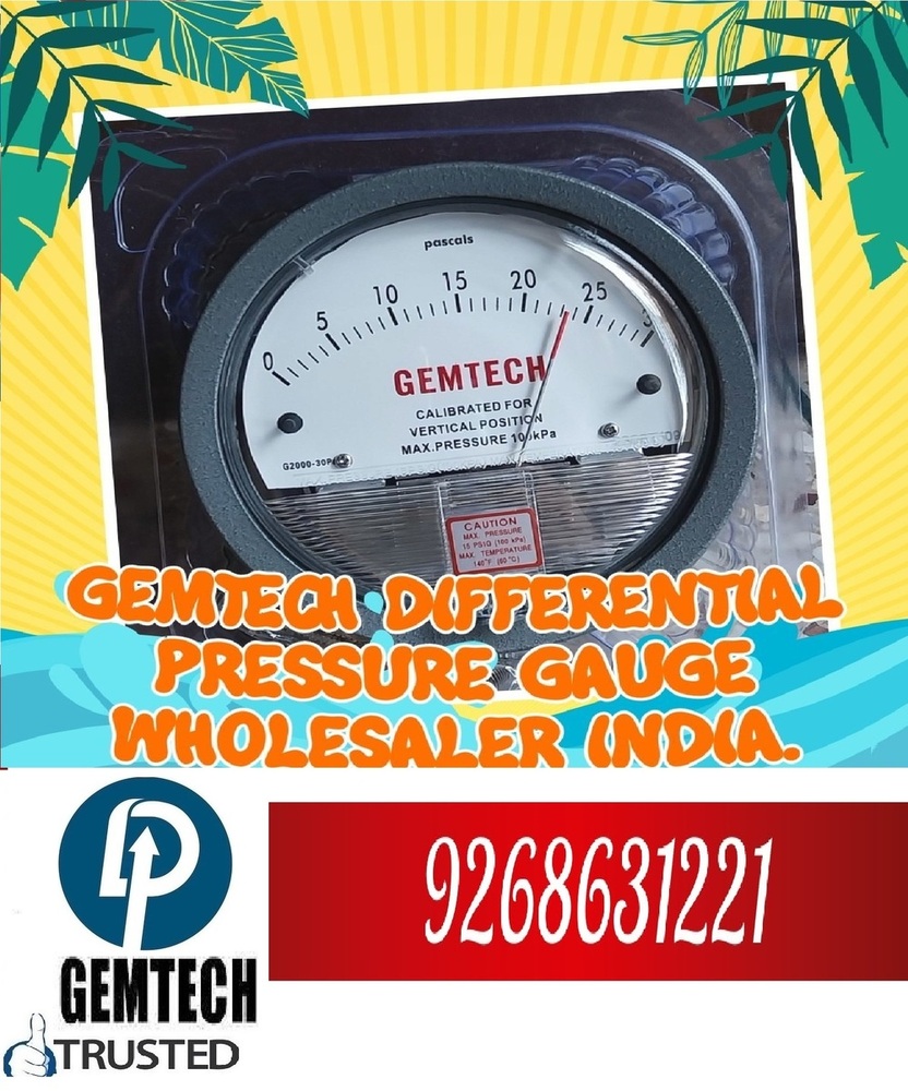 Popular Cities GEMTECH Differential Pressure Gauge Wholesalers for Agra