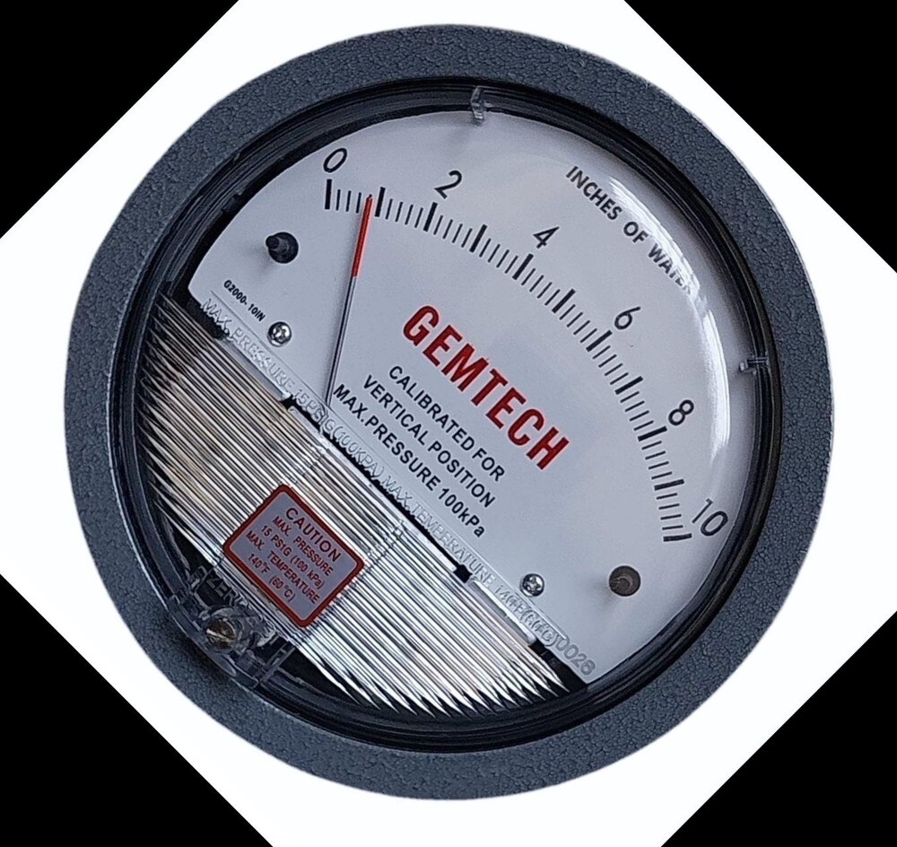 GEMTECH SERIES G2010-SP Differential Pressure Gauge Range 0-10 Inch W.C.