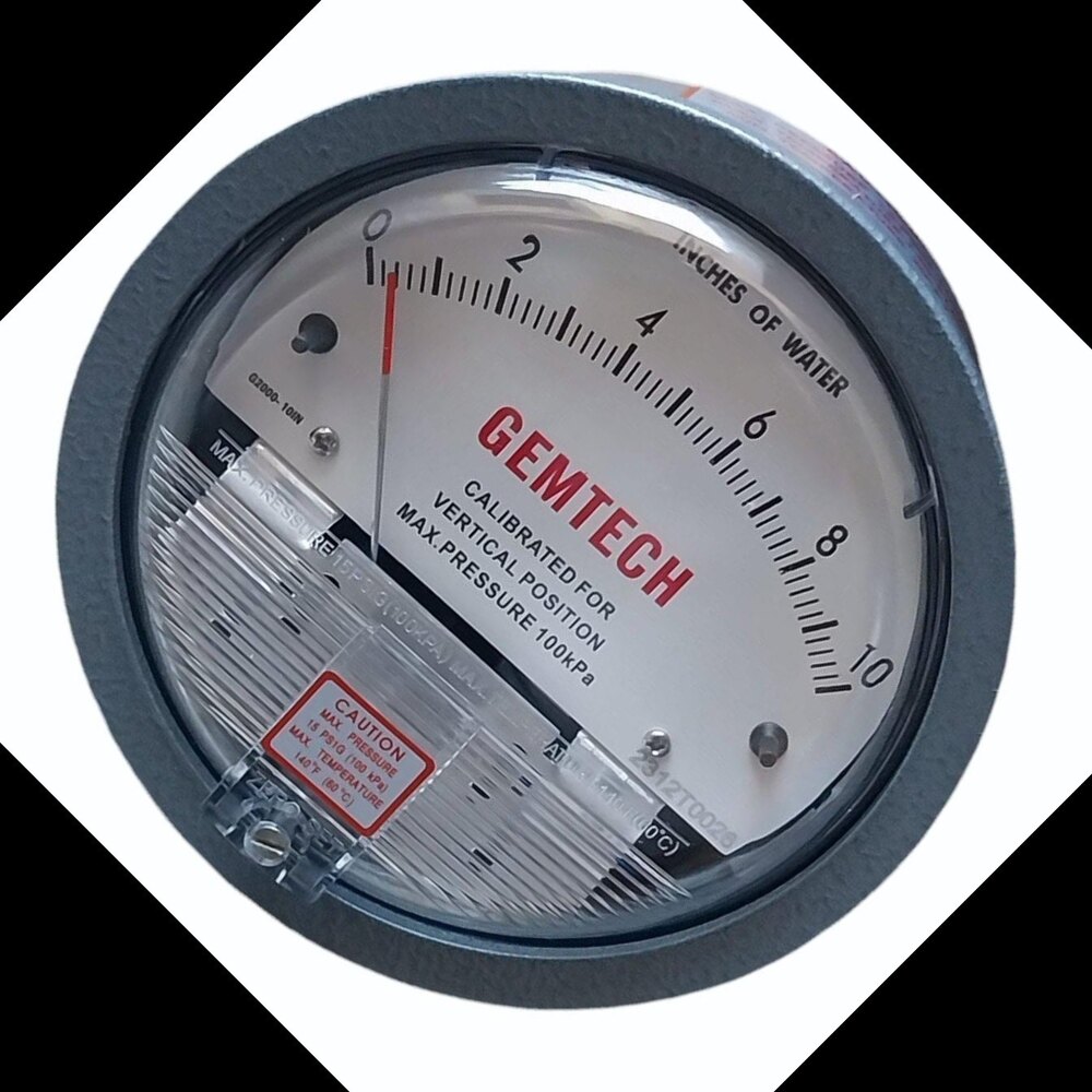GEMTECH SERIES G2010-SP Differential Pressure Gauge Range 0-10 Inch W.C.