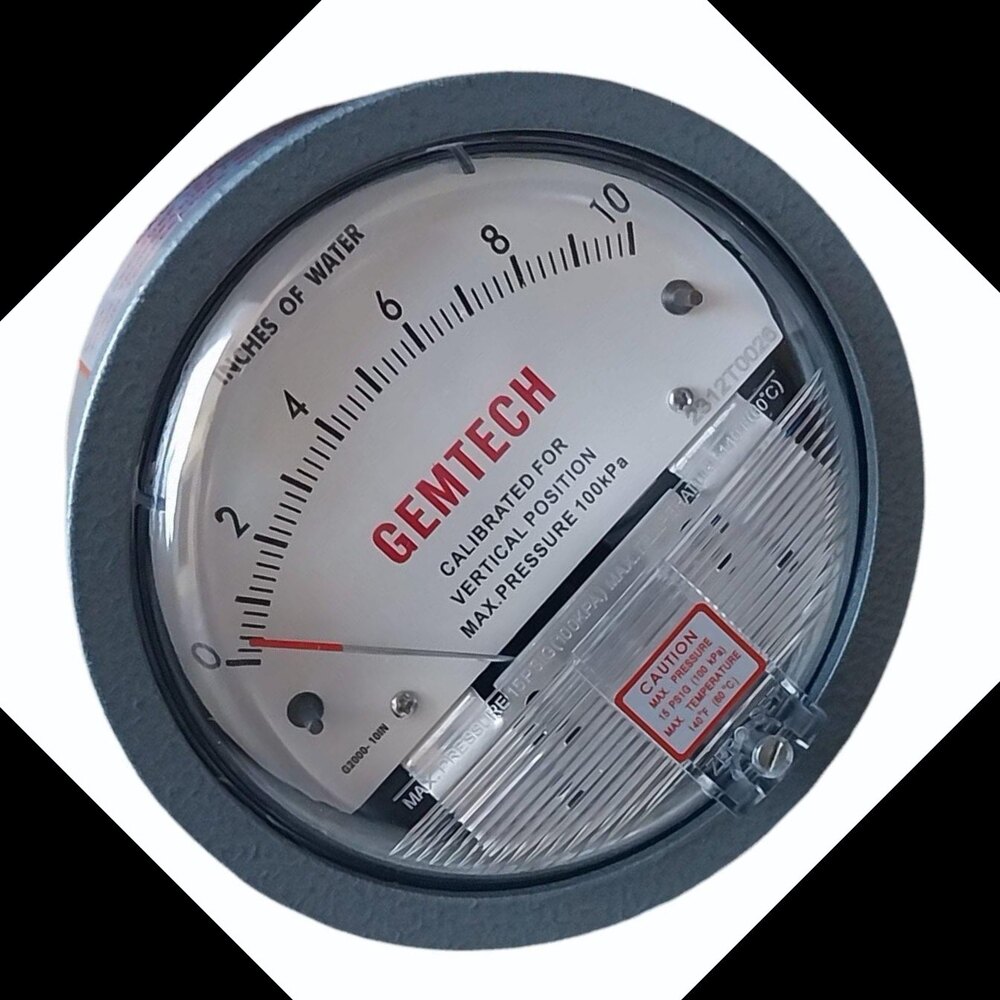 GEMTECH SERIES G2010-SP Differential Pressure Gauge Range 0-10 Inch W.C.