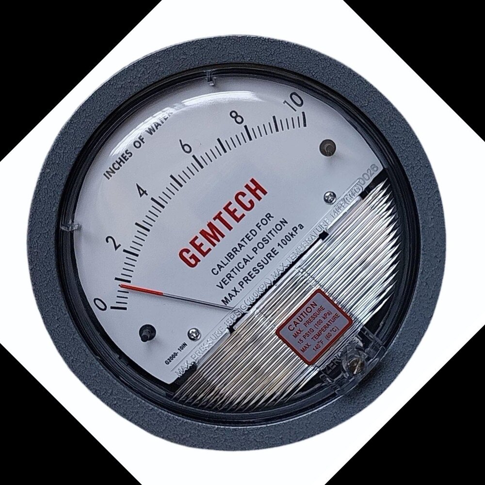 GEMTECH SERIES G2010-SP Differential Pressure Gauge Range 0-10 Inch W.C.