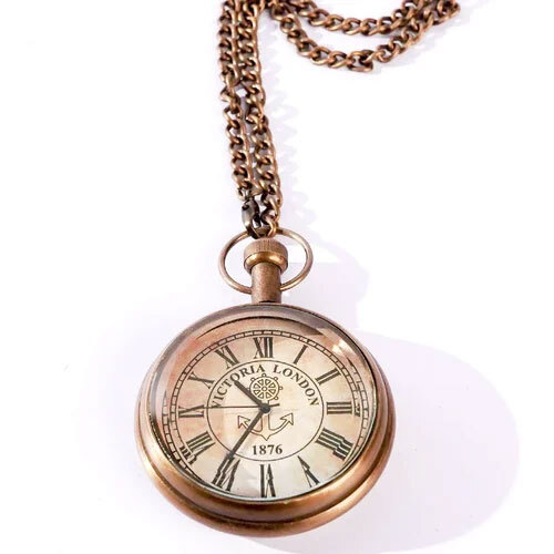 Antique Brass Pocket Watch - Color: Brown