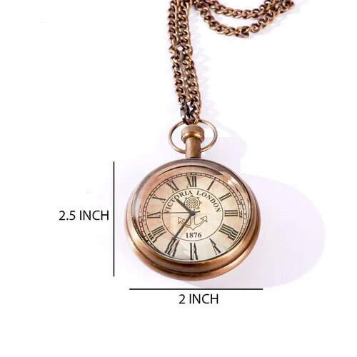 Antique Brass Pocket Watch - Color: Brown