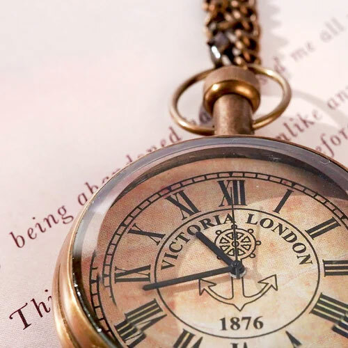 Antique Brass Pocket Watch - Color: Brown