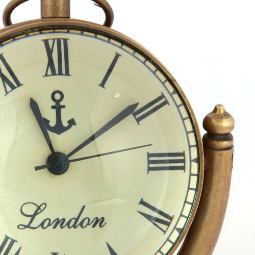 Antique Brass Table Clock - Shape: Round