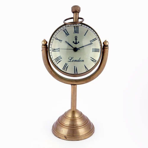 Antique Brass Table Clock - Shape: Round