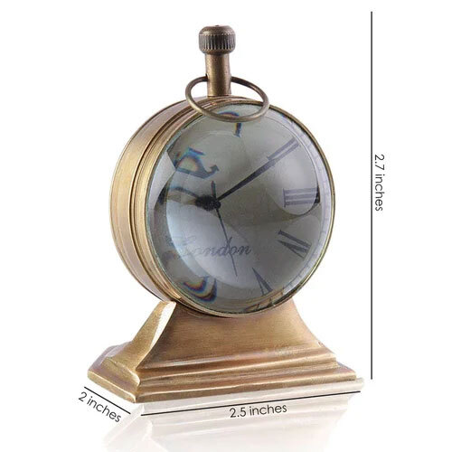 Brass Table Clock - Color: Antique Finish / Brown