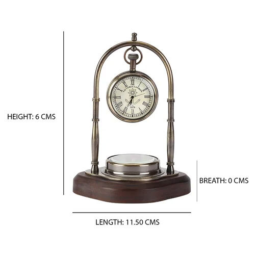 Antique Brass Table Clock - Shape: Round
