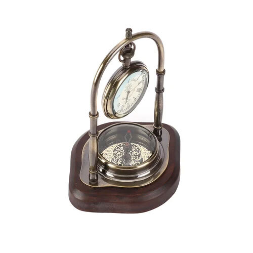 Antique Brass Table Clock - Shape: Round