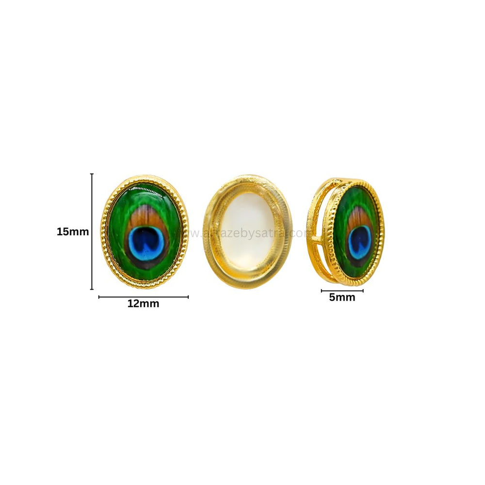 Oval Peacock Meenakari Kundan Beads | Size : 12mm | Qty : 12pcs | MK39