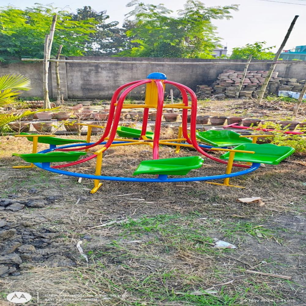 Six Seater Mary Go Round - Fiberglass Metal, Standard Size, Multicolour | Canopy, Rotating Platform, Polished Finish