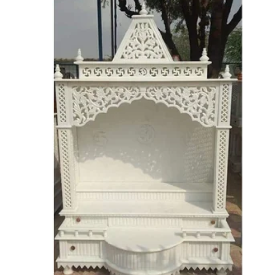 Beautiful Jali Makrana Marble Mandir - Color: White And Red