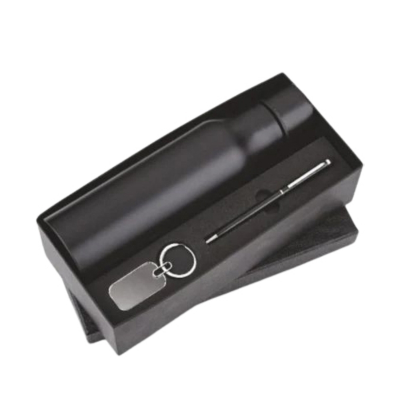 Gift Set Diary With Bottle Pen And Keychain - Color: Black