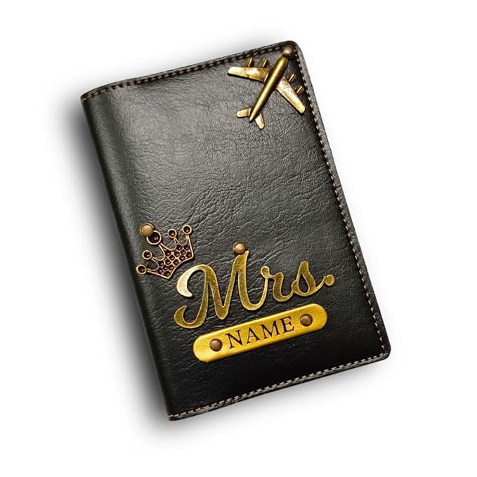 Premimum Passport Cover Customised - Color: Black