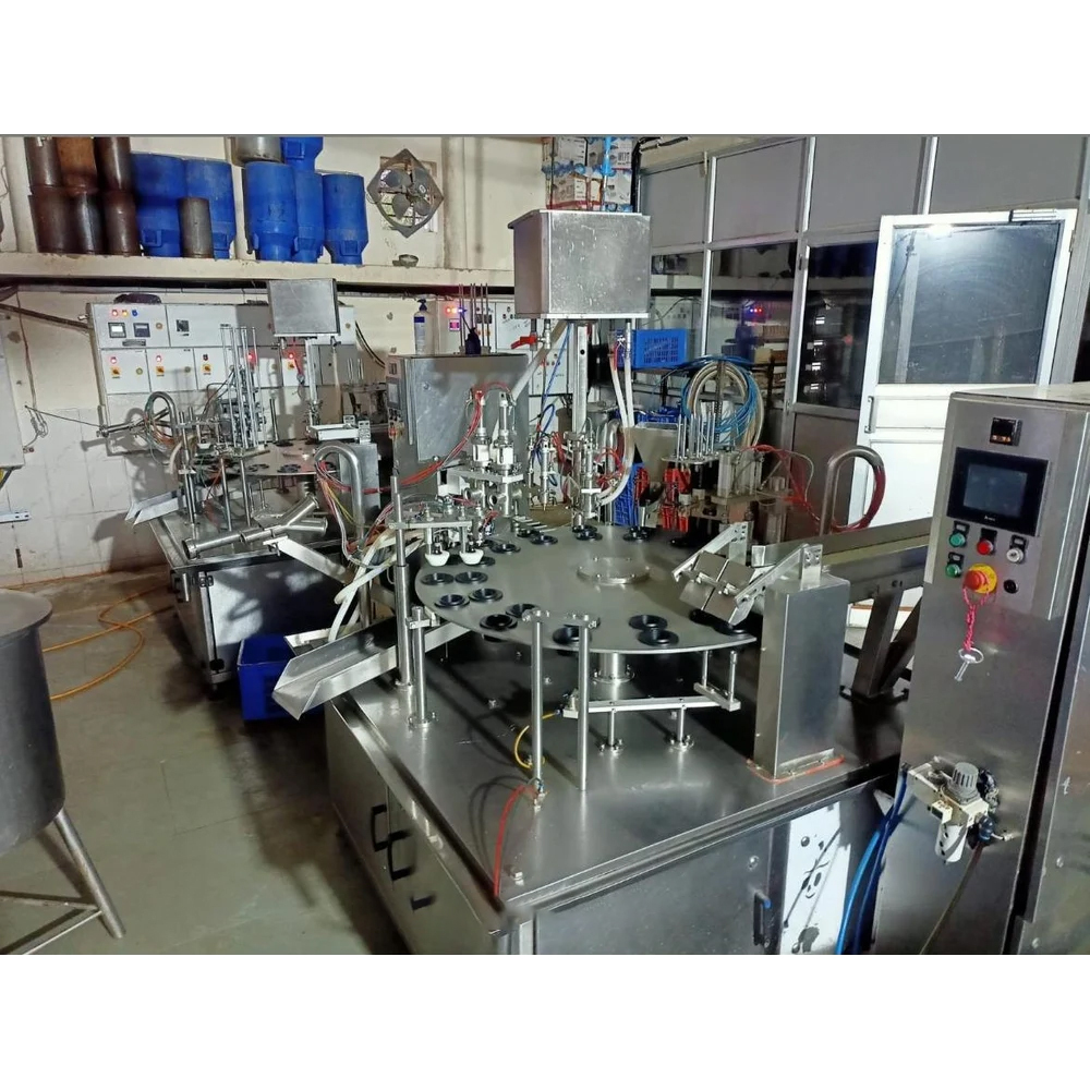 Chrome Finish Stainless Steel Ice Cream Cup Filling Machine - Color: Silver