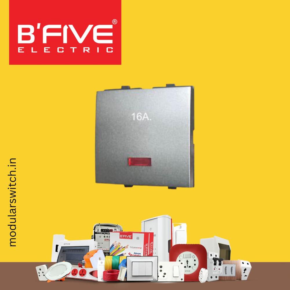 Modular Switch | 1 Way 16 Amp Switch - Color: Silver