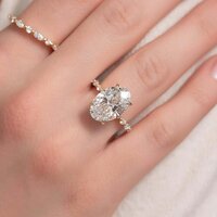 Oval Cut Moissanite/Lab Grown Diamond Engagement Hidden Halo Ring