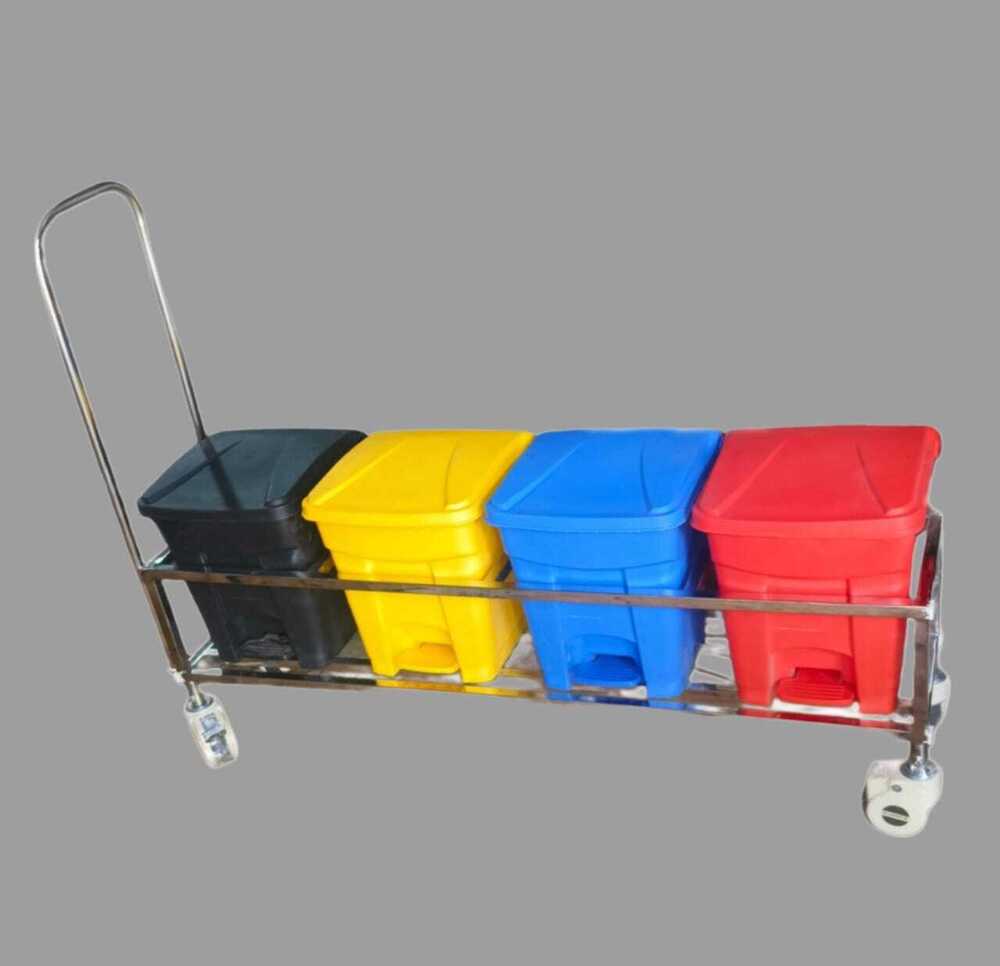 Dustbin Trolley (Set Of 4 -16Ltr) Full S.S