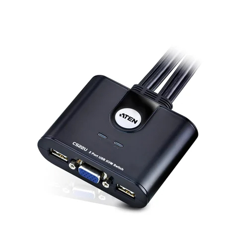 Aten 2 Ports Cs22U Usb 2.0 Cable Kvm Switch - Color: Black