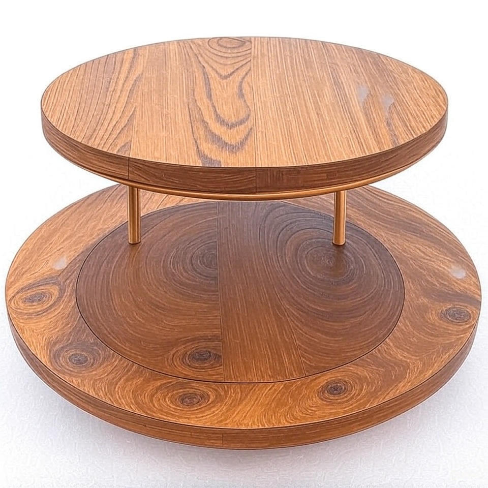 Wooden Cake Stand - Wood Material, 7.1" X 11.4" X 9.8" Inch , Rich Brown Finish With Two-tier Round Design For Elegant Cake Display And Home Decor