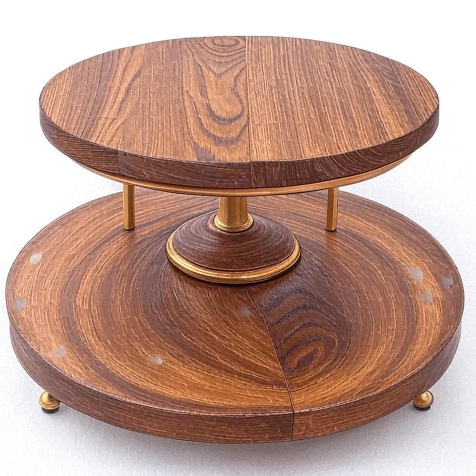 Wooden Cake Stand - Wood Material, 7.1" X 11.4" X 9.8" Inch , Rich Brown Finish With Two-tier Round Design For Elegant Cake Display And Home Decor
