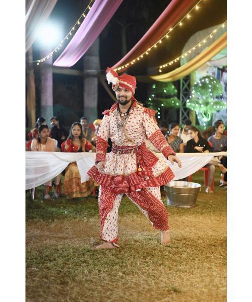 Mirror Work Navratri Special Black Men Kurta With Dhoti
