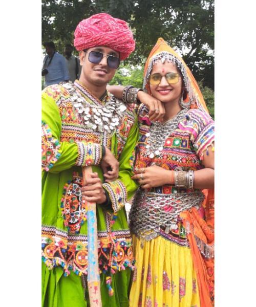Mirror Work Navratri Special Black Men Kurta With Dhoti