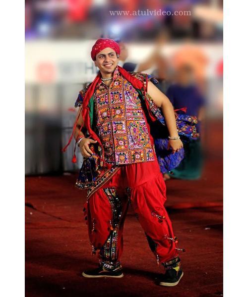Mirror Work Navratri Special Black Men Kurta With Dhoti