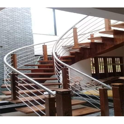 Staricase Aluminum Hand Railing With Glass - Arm Length: Custom Made Foot (Ft)