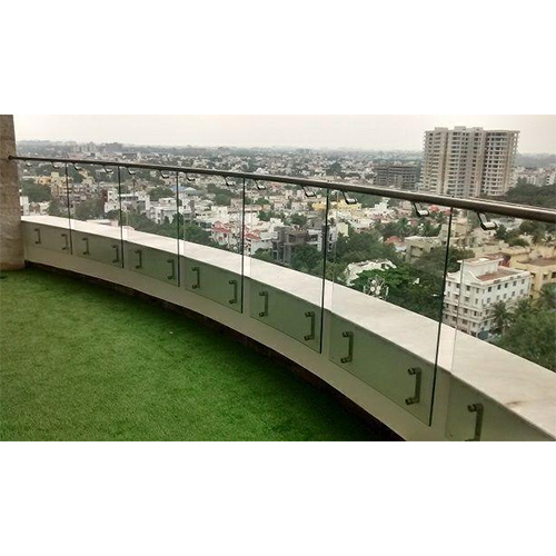 Balcony Hand Railing With Glass - Arm Length: Custom Made Foot (Ft)