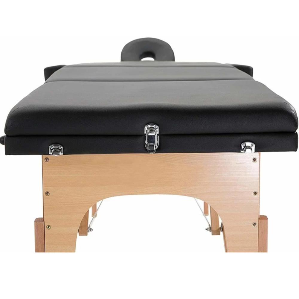 Portable Massage, Spa Bed With Hight Adjustable Massage Table 2 Fold Massage Table Pad Carry Case Massage Bed Spa Bed Facial Cradle Salon Bed - Black