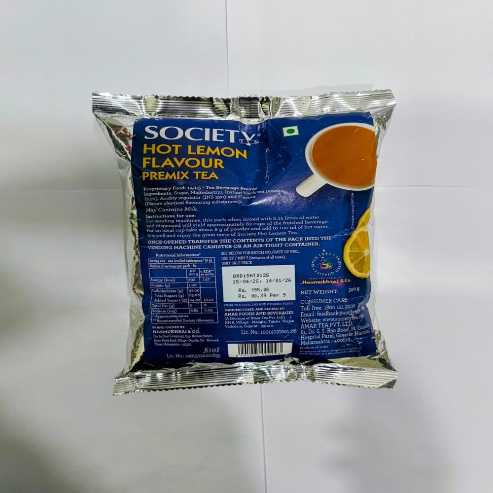 Society Hot Lemon 500G Pouch Premix Tea - Physical Form: Dried