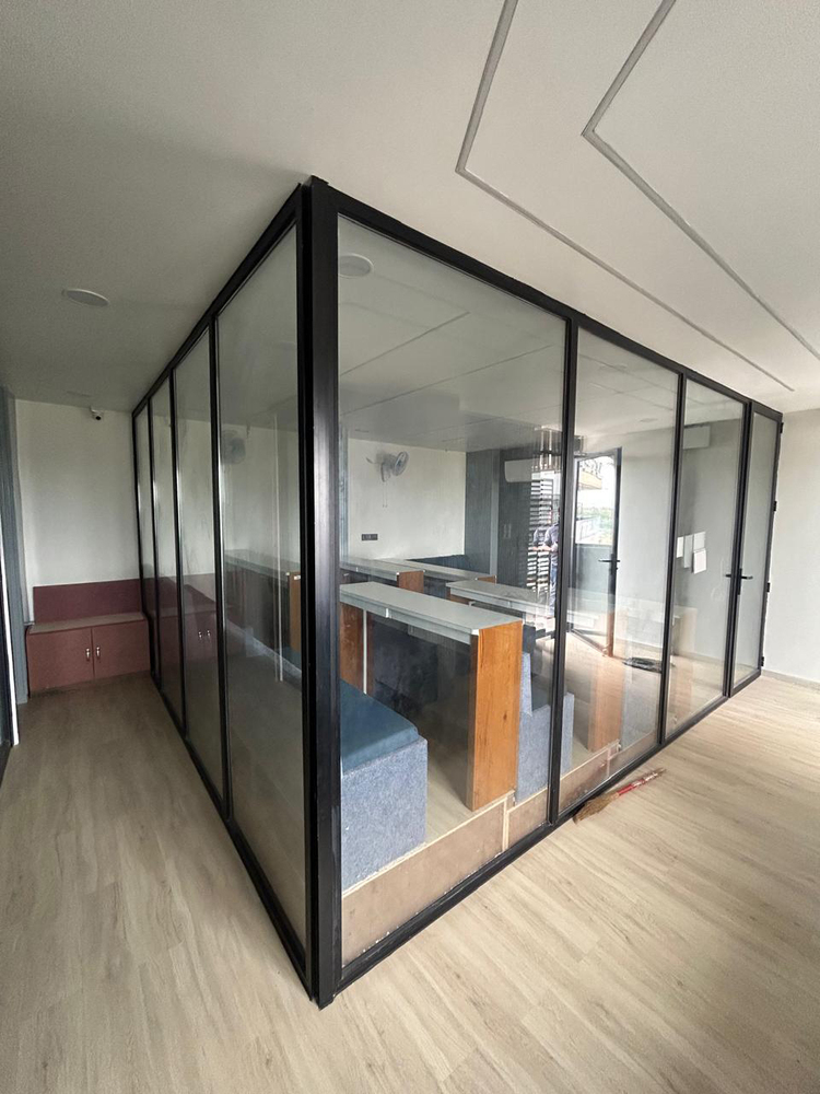 Aluminium Partition With Door - Color: Black