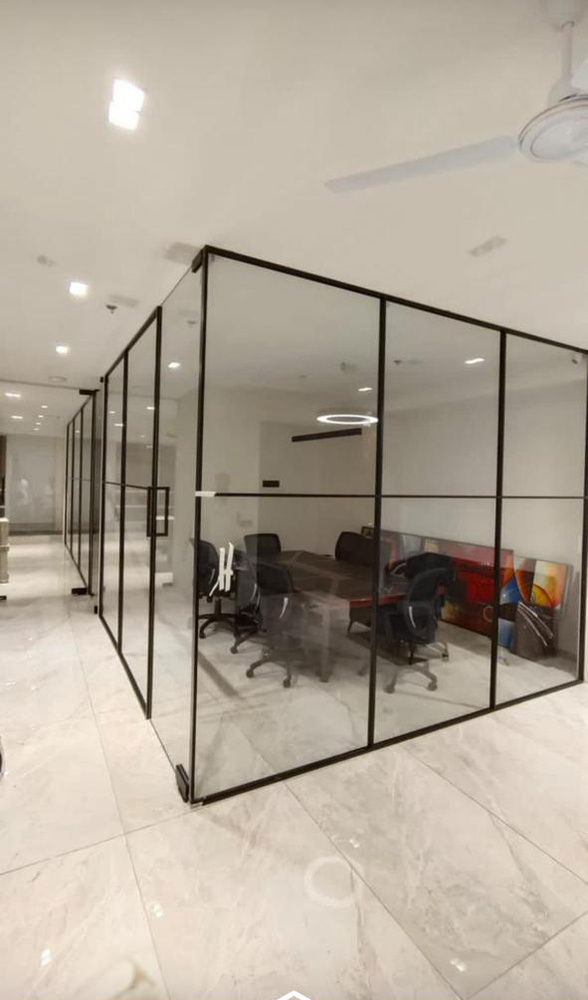 Office Slim Aluminium Partition - Color: Black