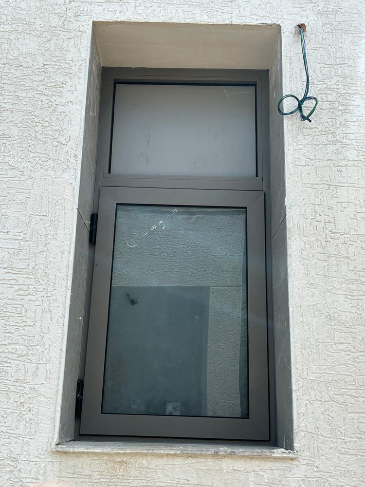 Grey Vertical Bathroom Windows - Coating Type: Powder Coated
