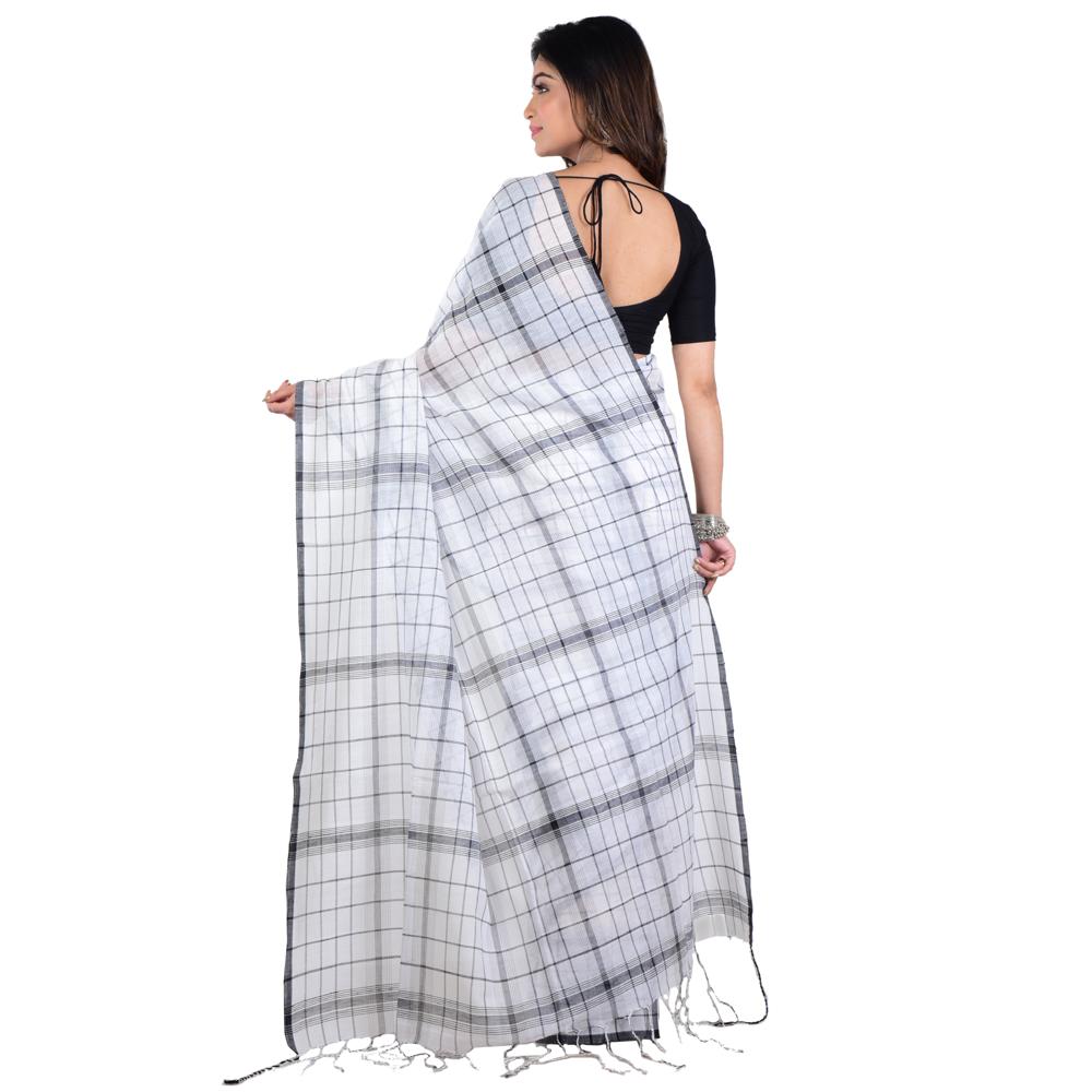 Handloom Catton Saree - Color: White