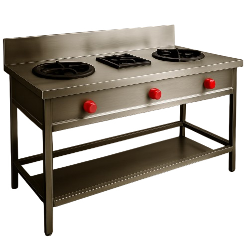 स्टेनलेस स्टील तीन बर्नर रेंज