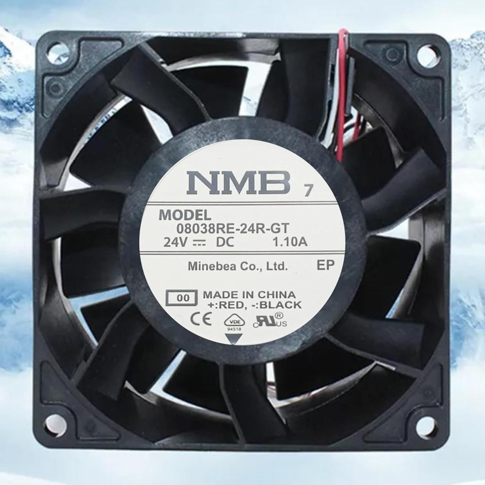 NMB 08038RE-24R-GT Axial Fan 24V-1.10A DC Brushless Air Cooling Fan 7500 RPM 80 * 80 * 38mm 3Wire