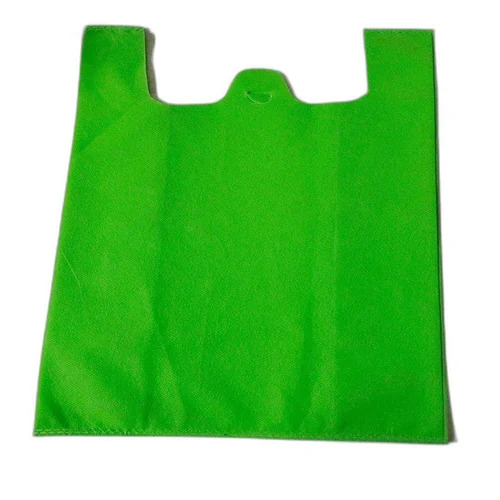 Green W Cut Non Woven Plain Bag
