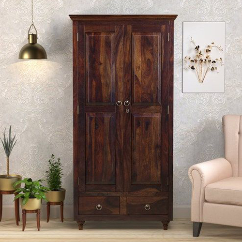 Brown Sheesham Wooden Almirah - Design: Modern