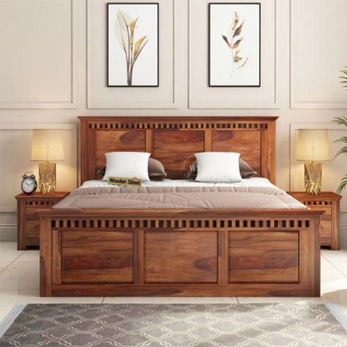 Wooden Hood Solid Sheesham Wood King Size Bed - Assembly: No Assembly Required